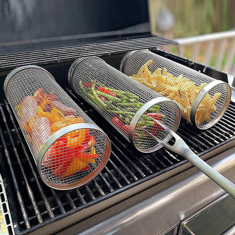 Grille rotative barbecue en acier inoxydable
