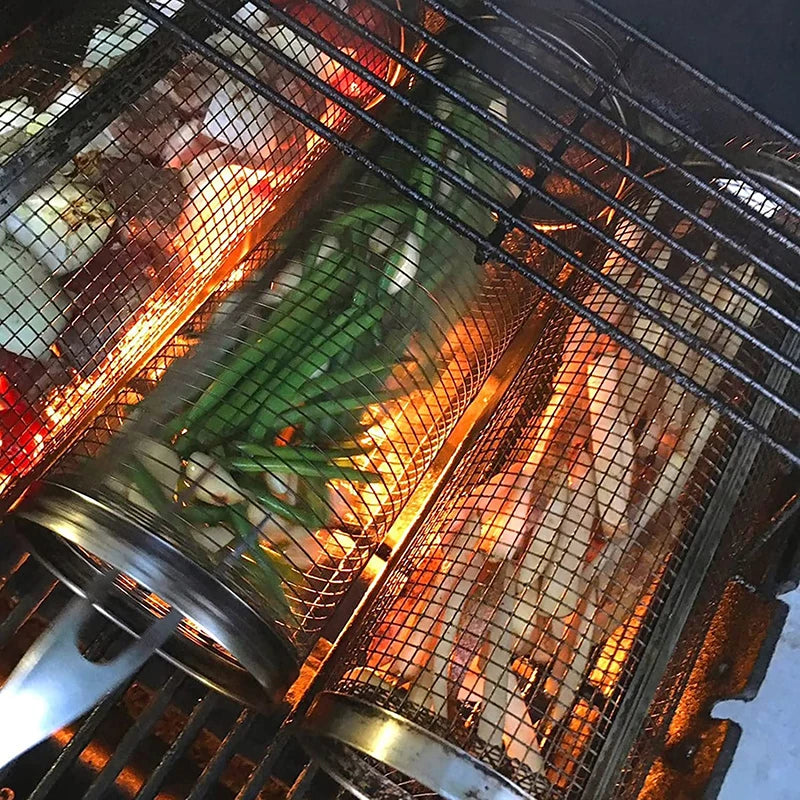 Grille rotative barbecue en acier inoxydable